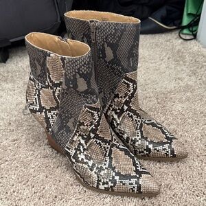 Crown Vintage Snakeskin Pattern Ankle Booties